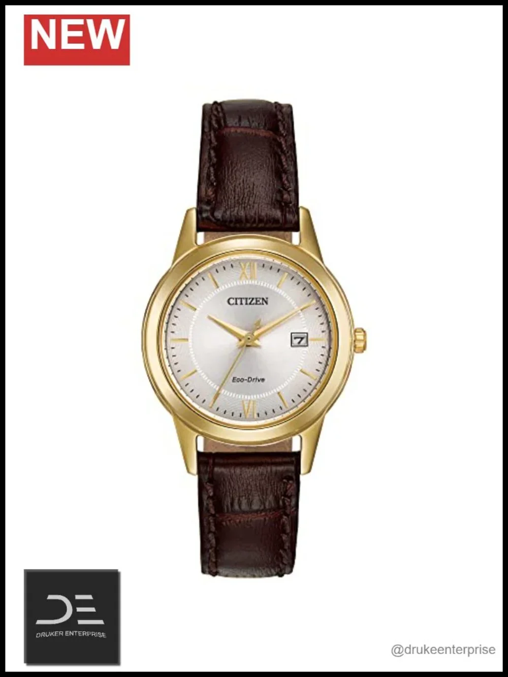Eco-Drive Leather Strap Watch with Date 30m WR